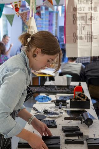 Artist Aoife Barrett at a workshop 