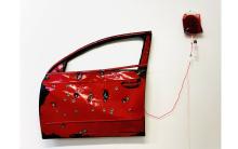 Car door on blood drip art work